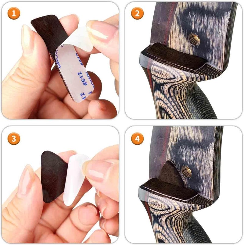 THREE ARCHERS Fur Arrow Rest Stick on Recurve Bow Riser Adhesive Backed Sticker on Longbow for Recurve Bow Hunting Shooting（4 Pairs） - Image 5